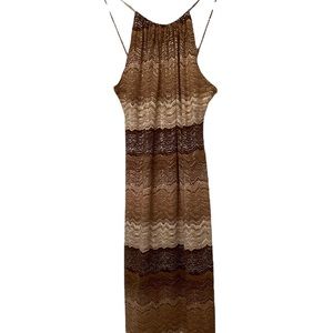 Women brown midi spaghetti strap dress size large